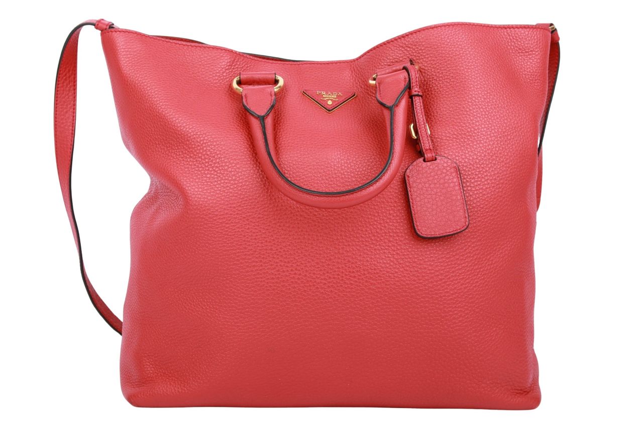 Prada Vitello Daino Shopper Rot