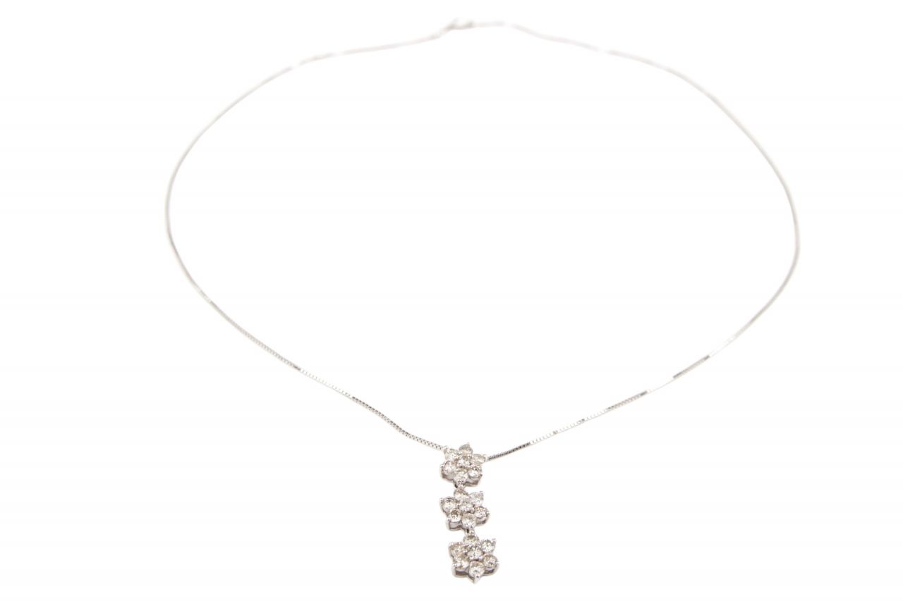 Vintage Kette Weißgold mit Blumenanhänger aus Diamanten