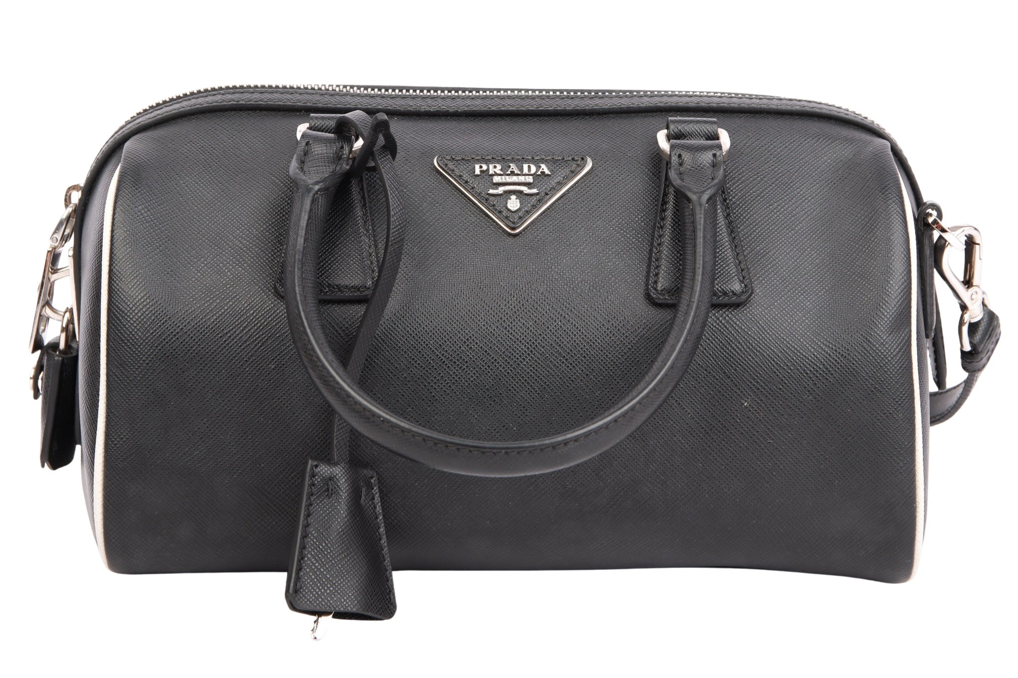 Prada Bauletto Bag Saffiano Leder Schwarz