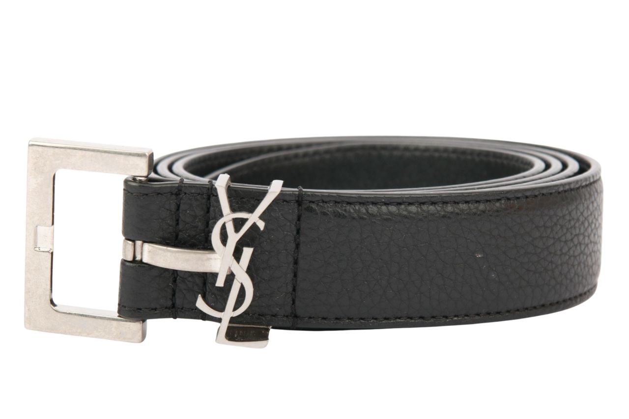Saint Laurent Cassandre Gürtel Schwarz Leder Gr. 100
