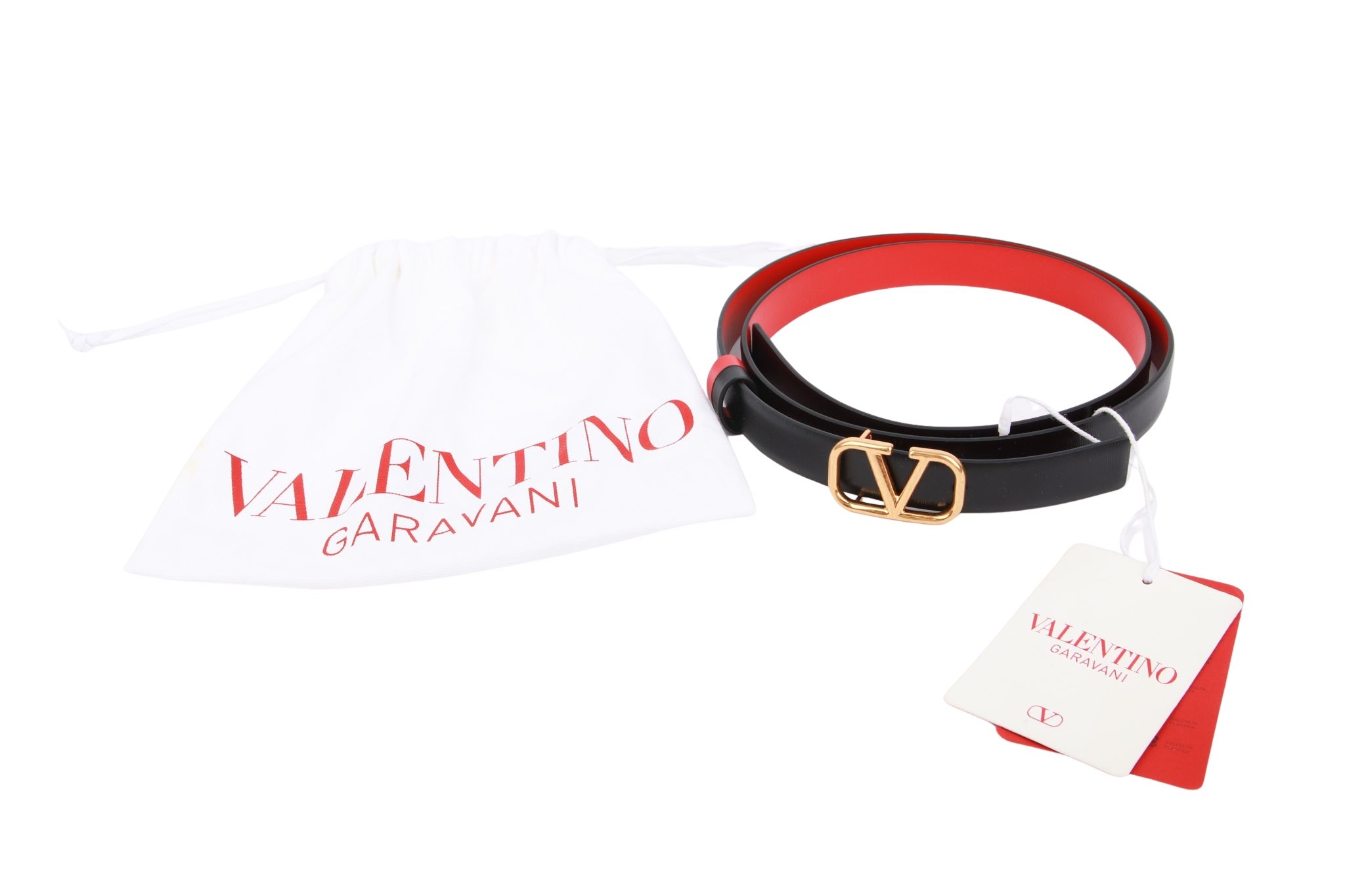 Valentino V-Logo Signature Wendegürtel Schwarz / Rot Gr. 90