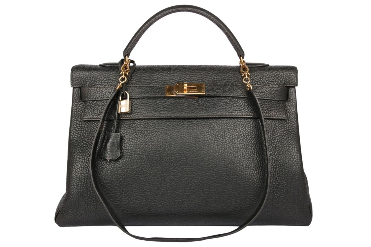 Hermès Kelly 40 Retournee Noir Fjord Leder Schwarz