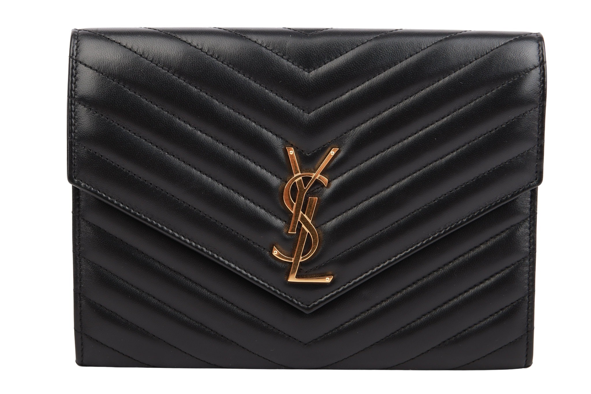 Saint Laurent Cassandre Envelope Clutch Schwarz
