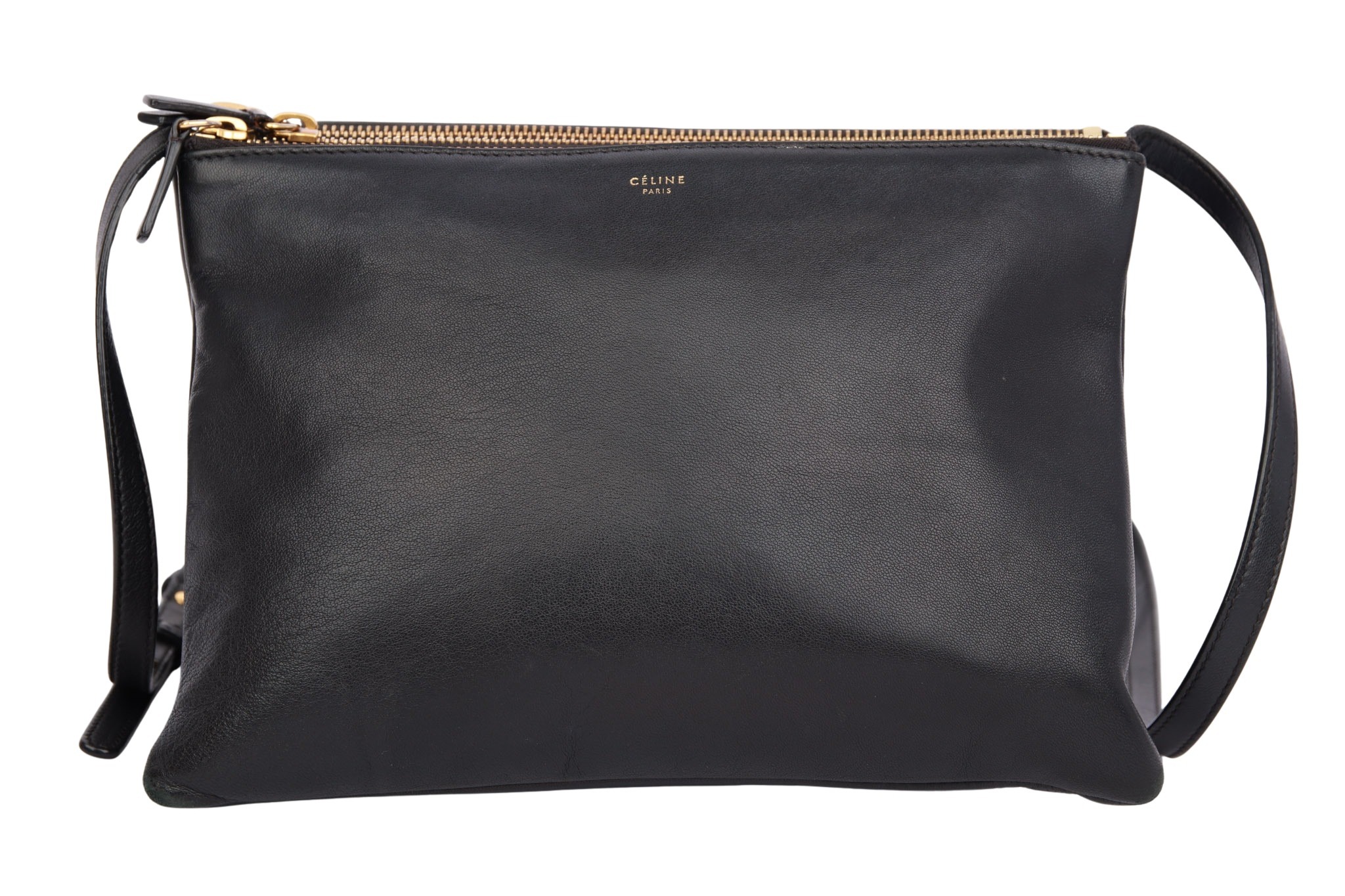 Céline Trio Large Schwarz Leder