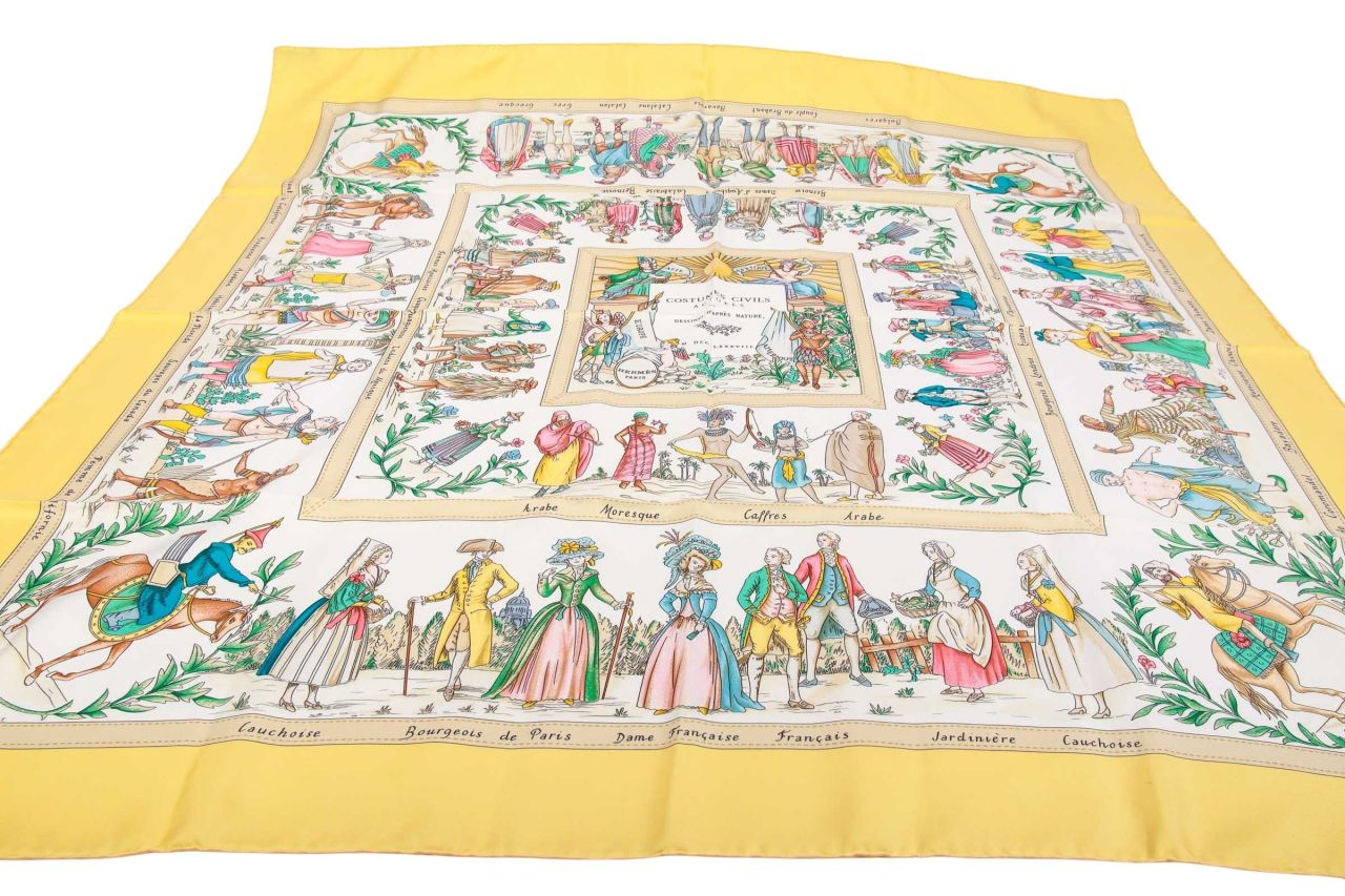 Hermès Carré "Costumes Civils Actuels" Seide 90 x 90 cm