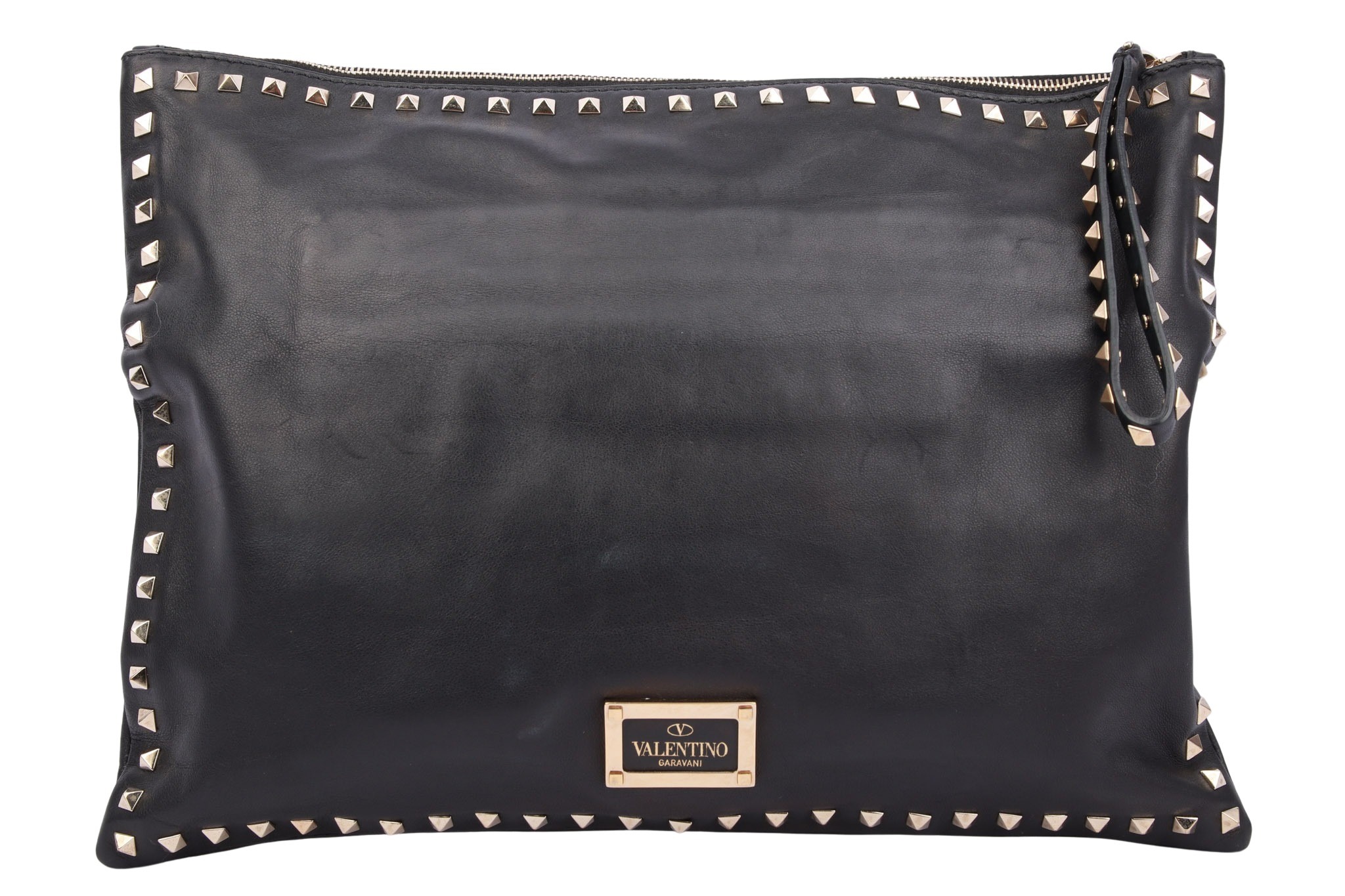 Valentino Garavani Rockstud Clutch Leder Schwarz