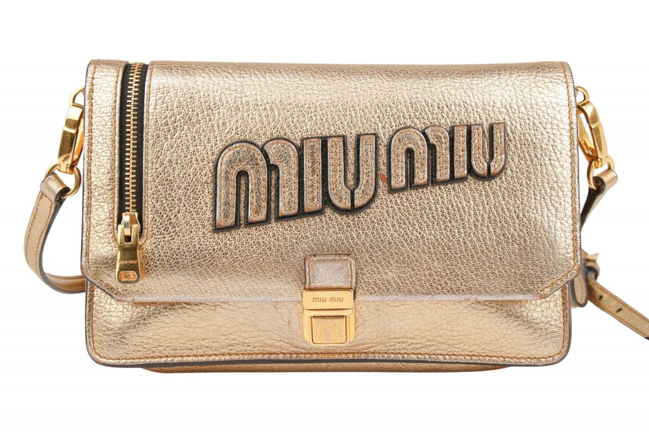 Miu Miu Crossbody Bag Leder Gold