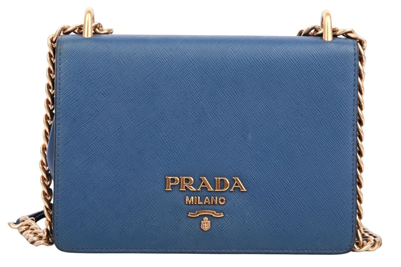 Prada Saffiano Mini Schultertasche Blau