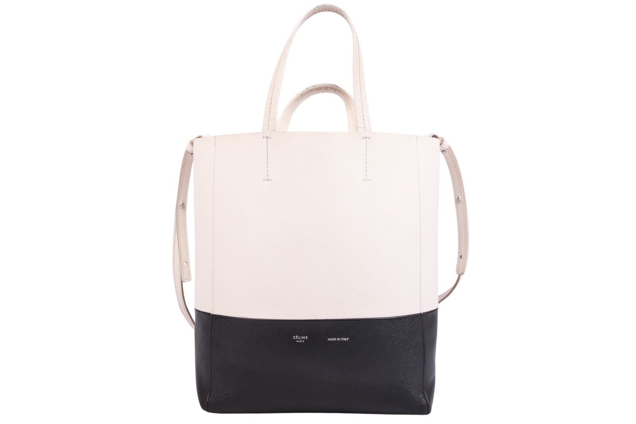 Céline Vertical Cabas Bag Beige / Schwarz