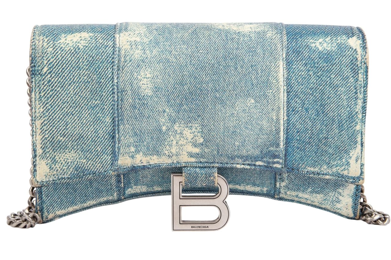 Balenciaga Hourglass Wallet on Chain Denim Look