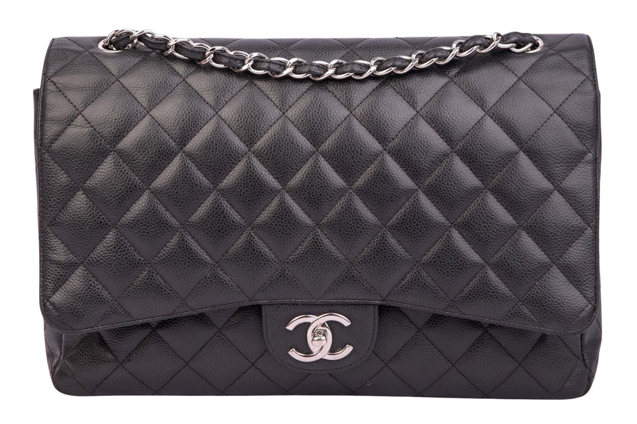 Chanel Classic Double Flap Bag Maxi Caviar Leder Schwarz