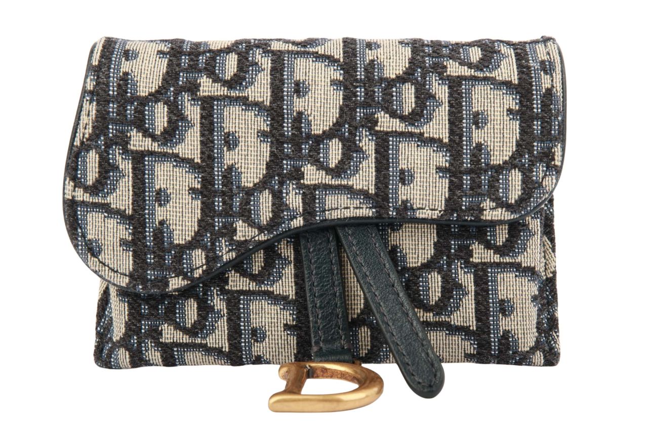 Dior Nano Saddle Bag Jacquard Oblique Blau
