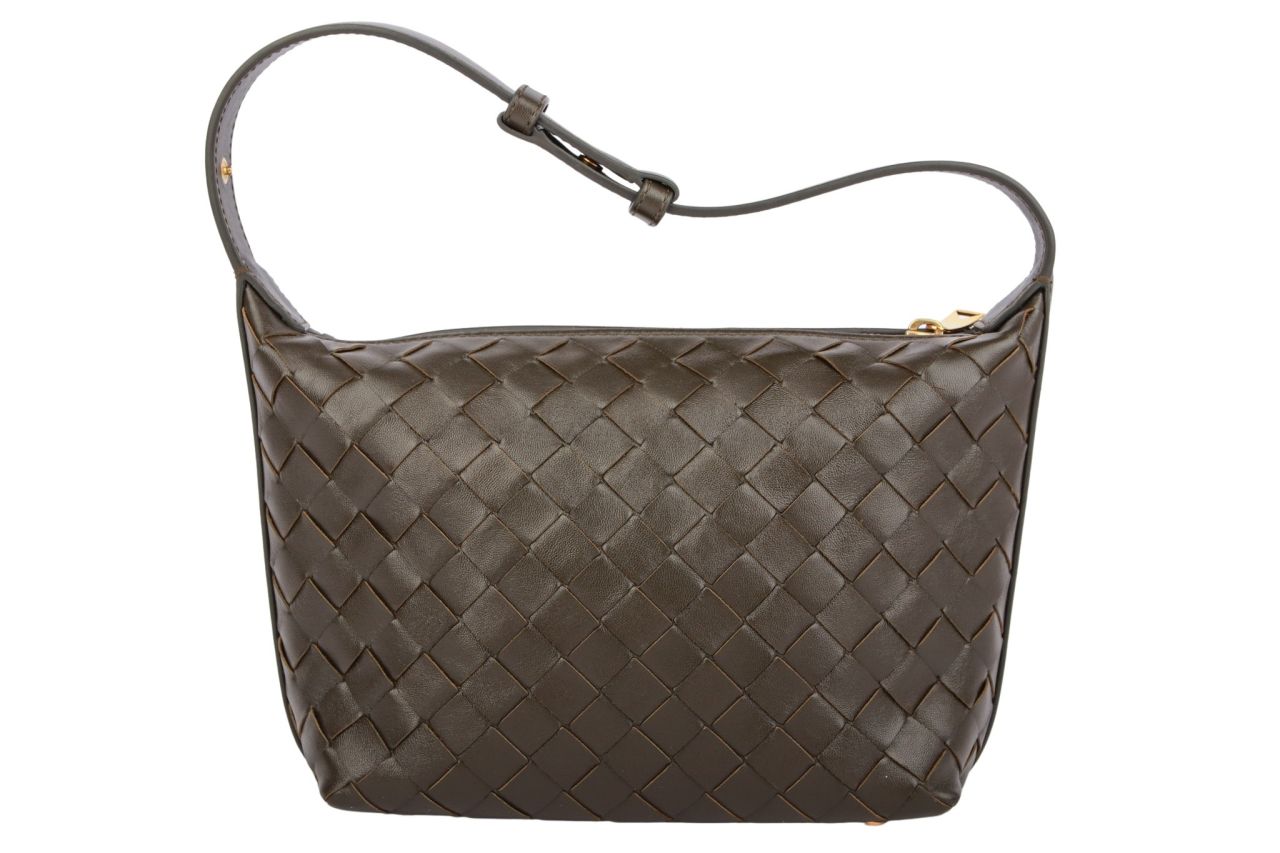 Bottega Veneta Intrecciato Wallace Leder Olivgrün