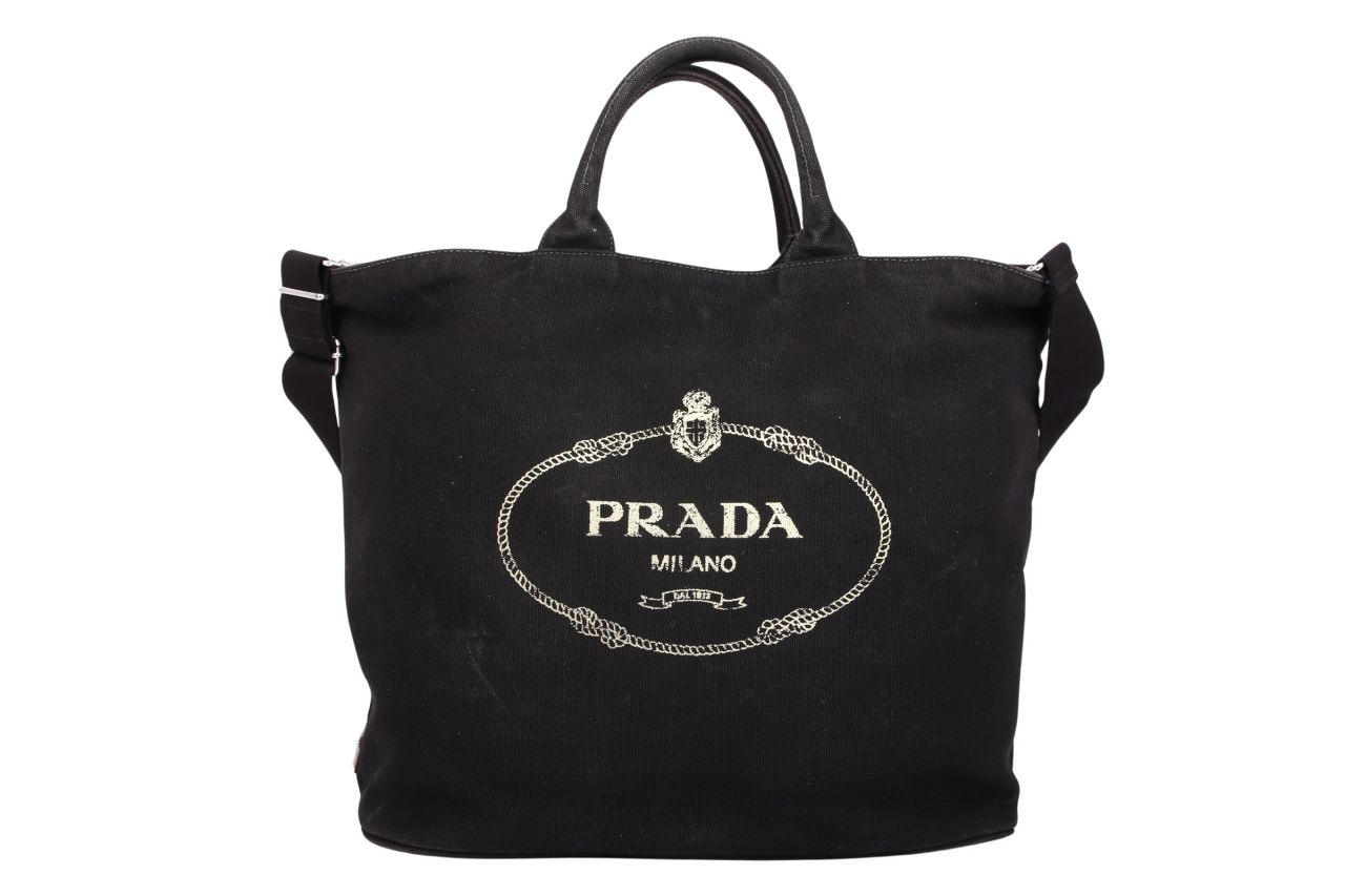 Prada Canapa Canvas Tote Bag Schwarz