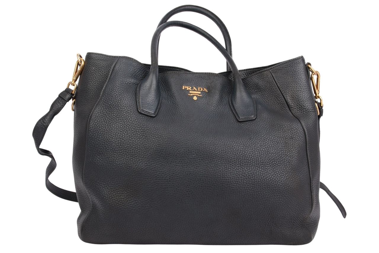 Prada Shopper Leder Schwarz