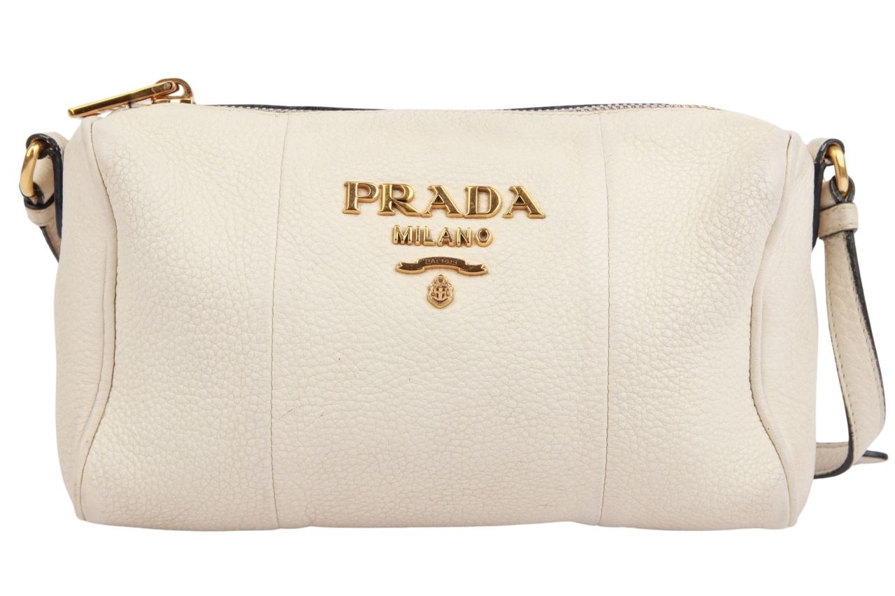 Prada Umhängetasche Leder Creme