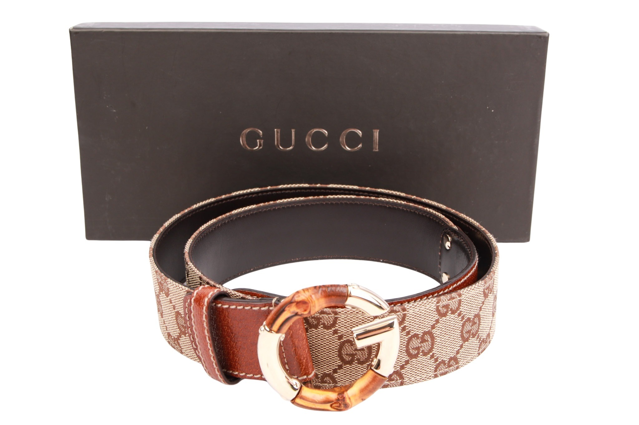 Gucci Gürtel Bamboo Leder Braun Gr. 90