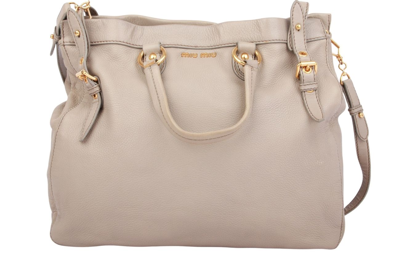 Miu Miu Vitello Carbu Handtasche Leder Grau