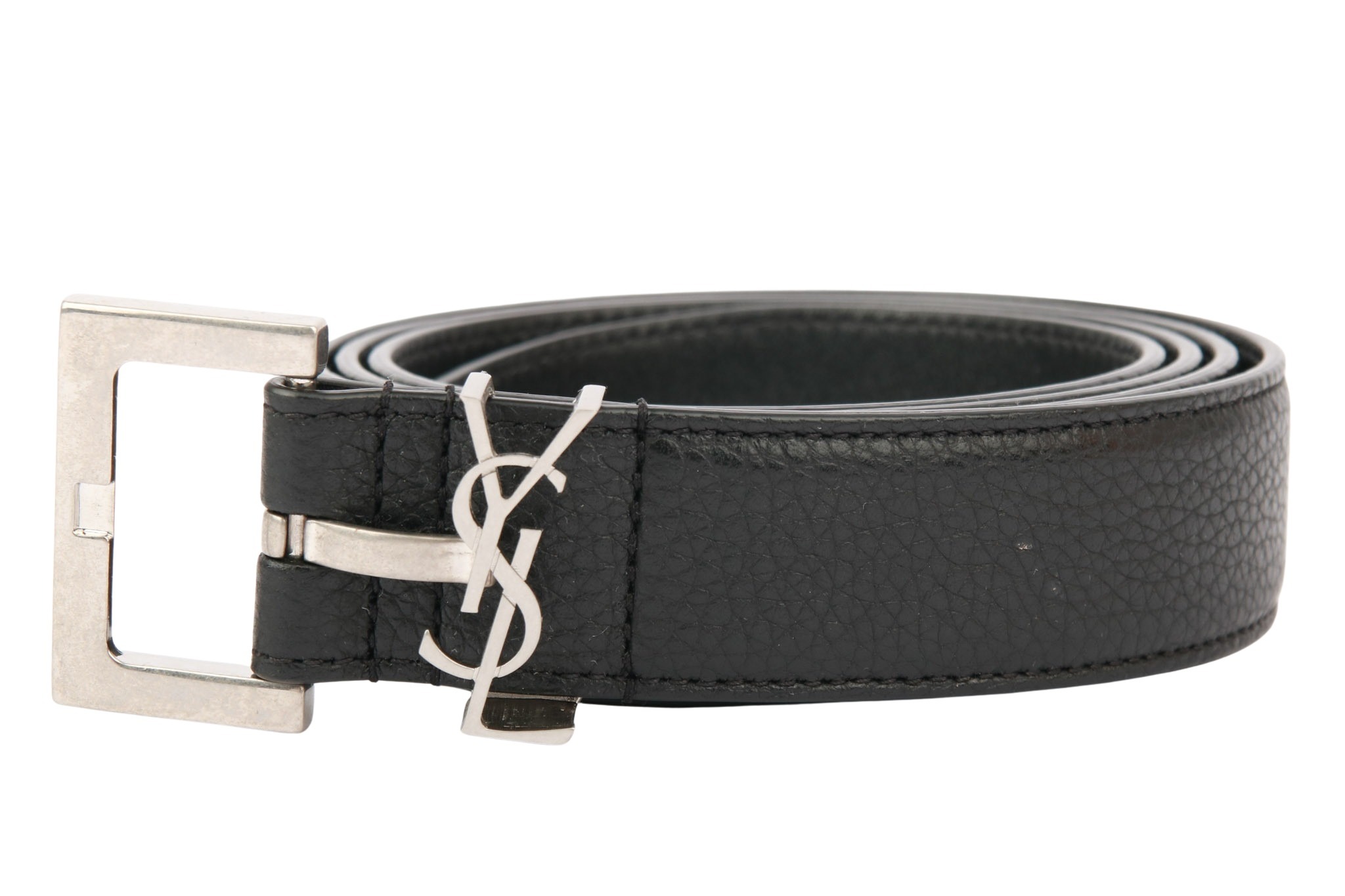 Saint Laurent Cassandre Gürtel Schwarz Leder Gr. 100