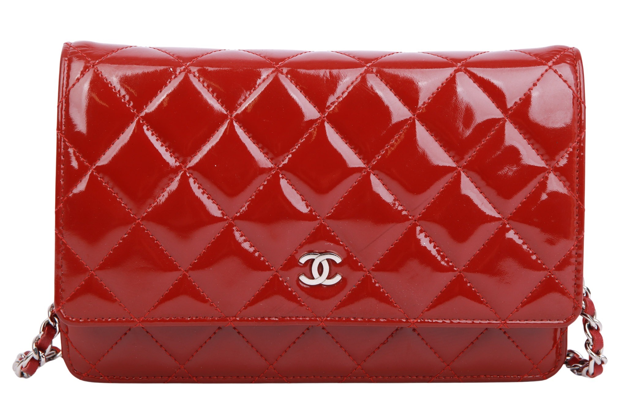 Chanel Wallet on Chain Lackleder Rot