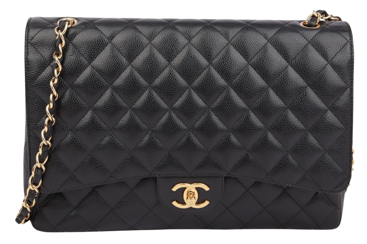Chanel Maxi Double Flap Bag Caviar Leder Schwarz