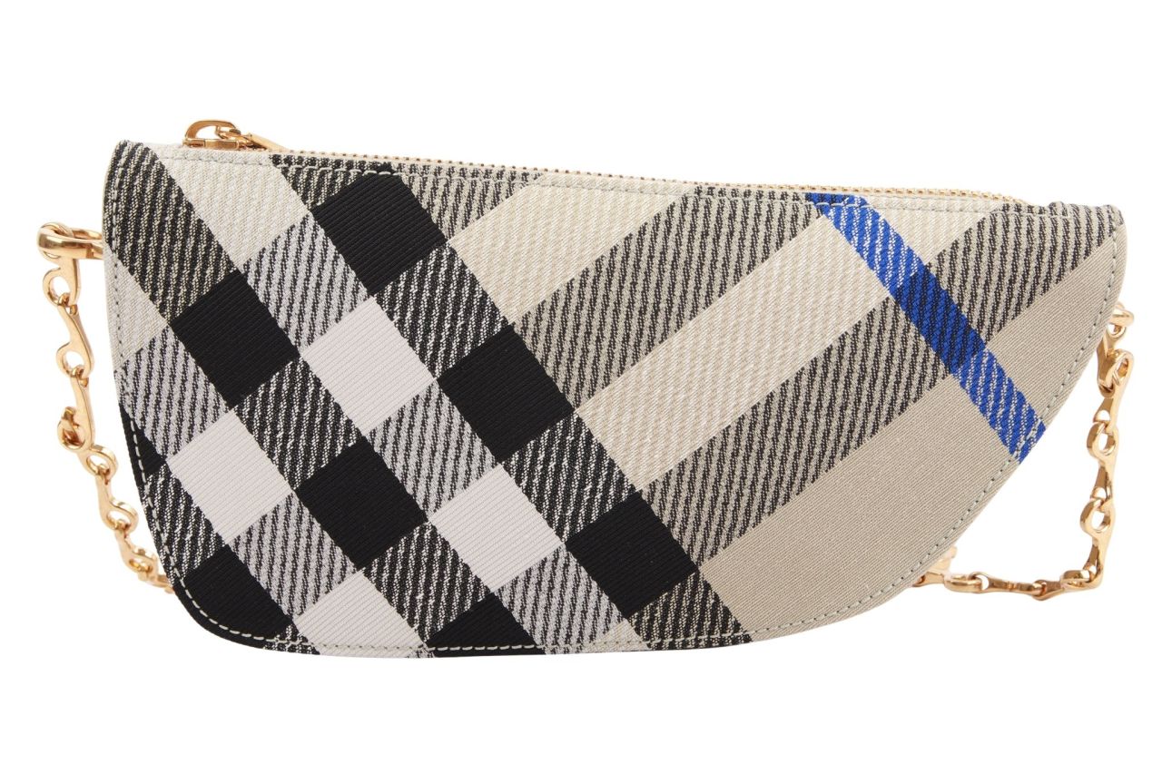 Burberry Shield Check Crossbody Bag Beige