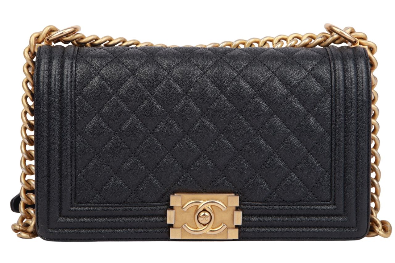 Chanel Boy Bag Medium Schwarz Metallic
