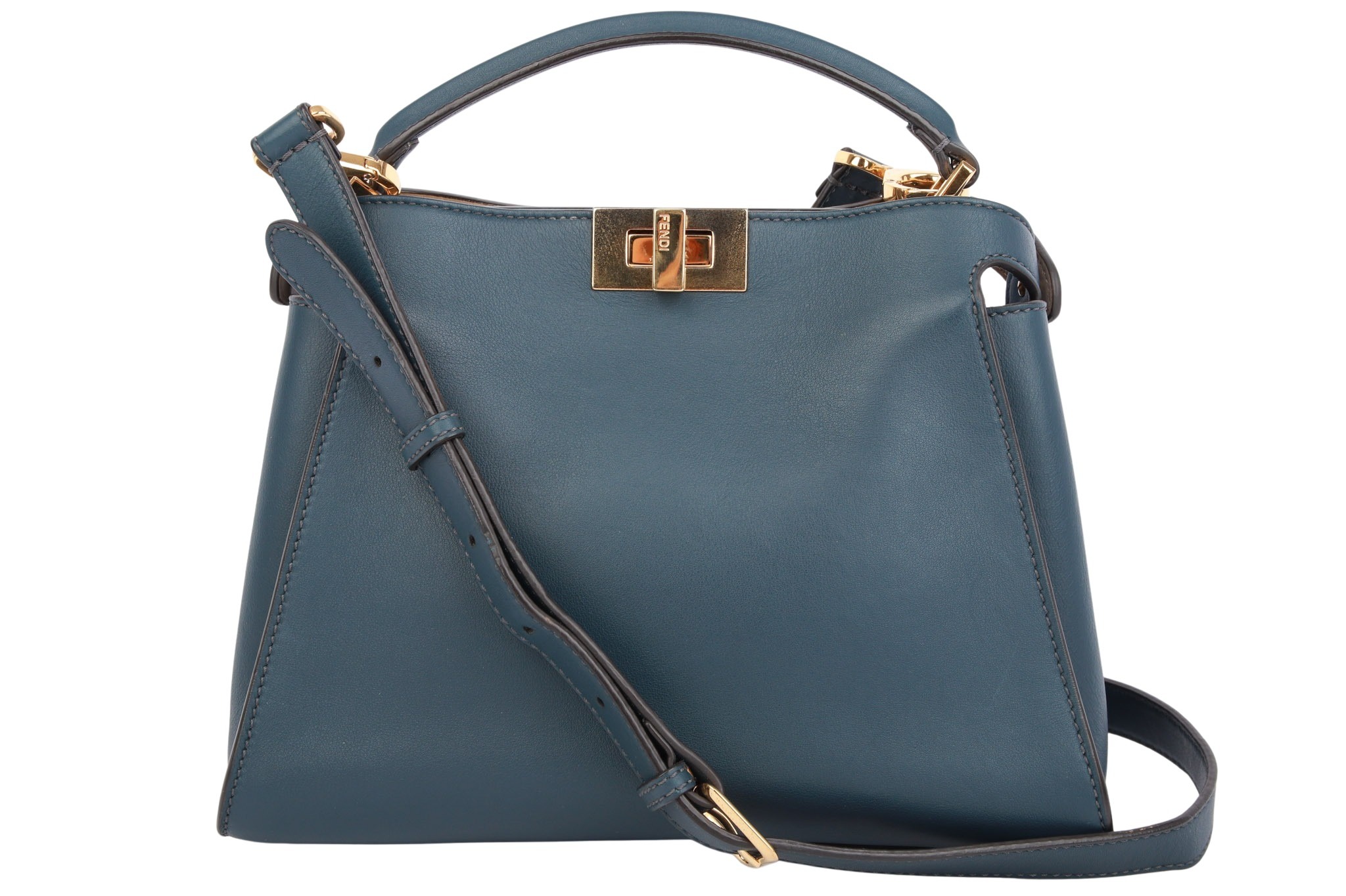 Fendi Peekaboo Small Leder Dunkelblau