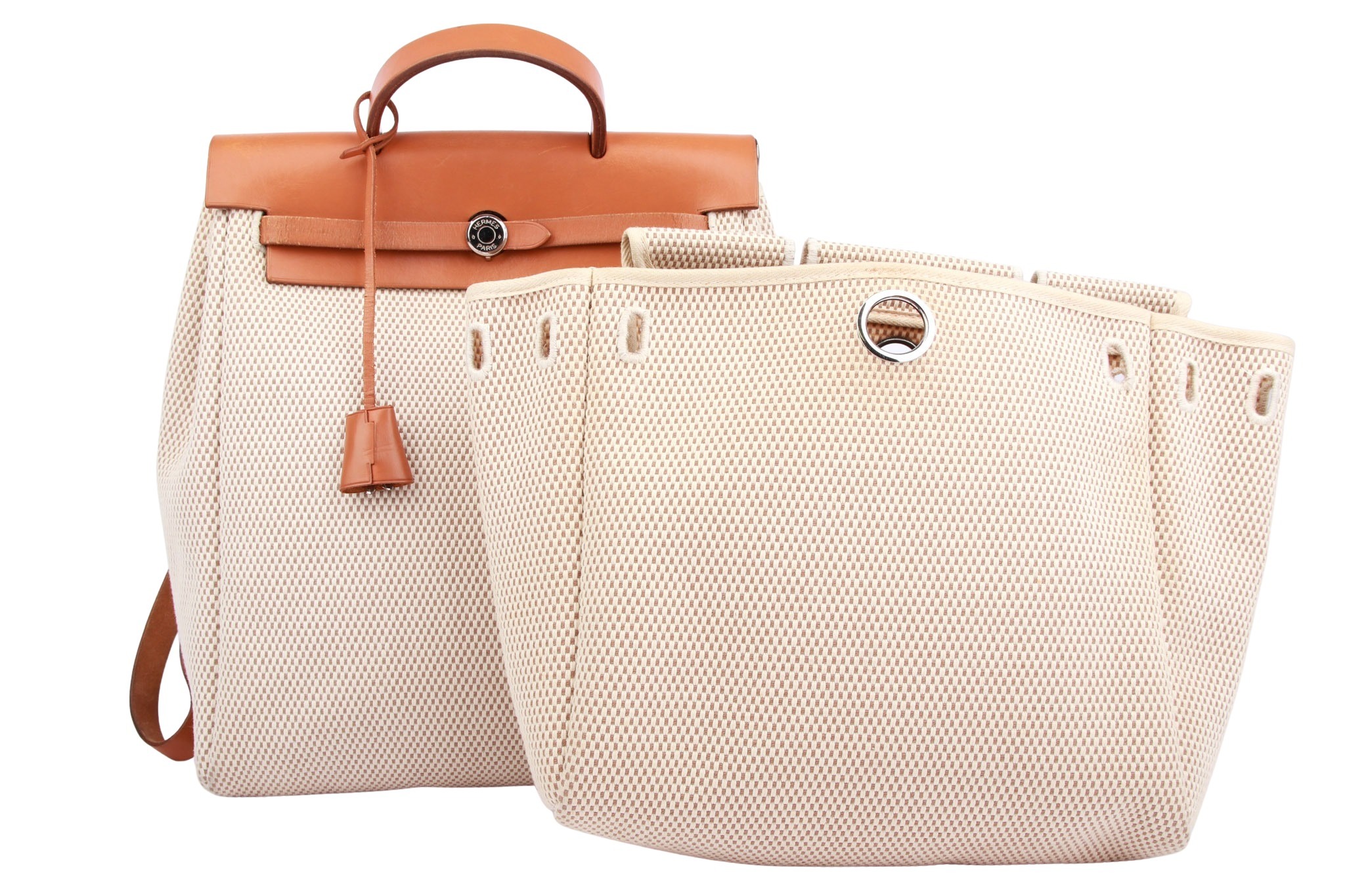 Hermès Herbag 2 Way Ecru Natural Toil Vache Hunter Beige