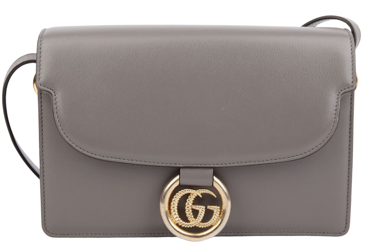 Gucci Double GG Ring Leder Grau