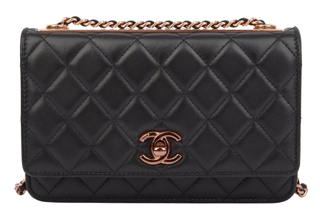 Chanel Wallet on Chain Lammleder Schwarz Roségold