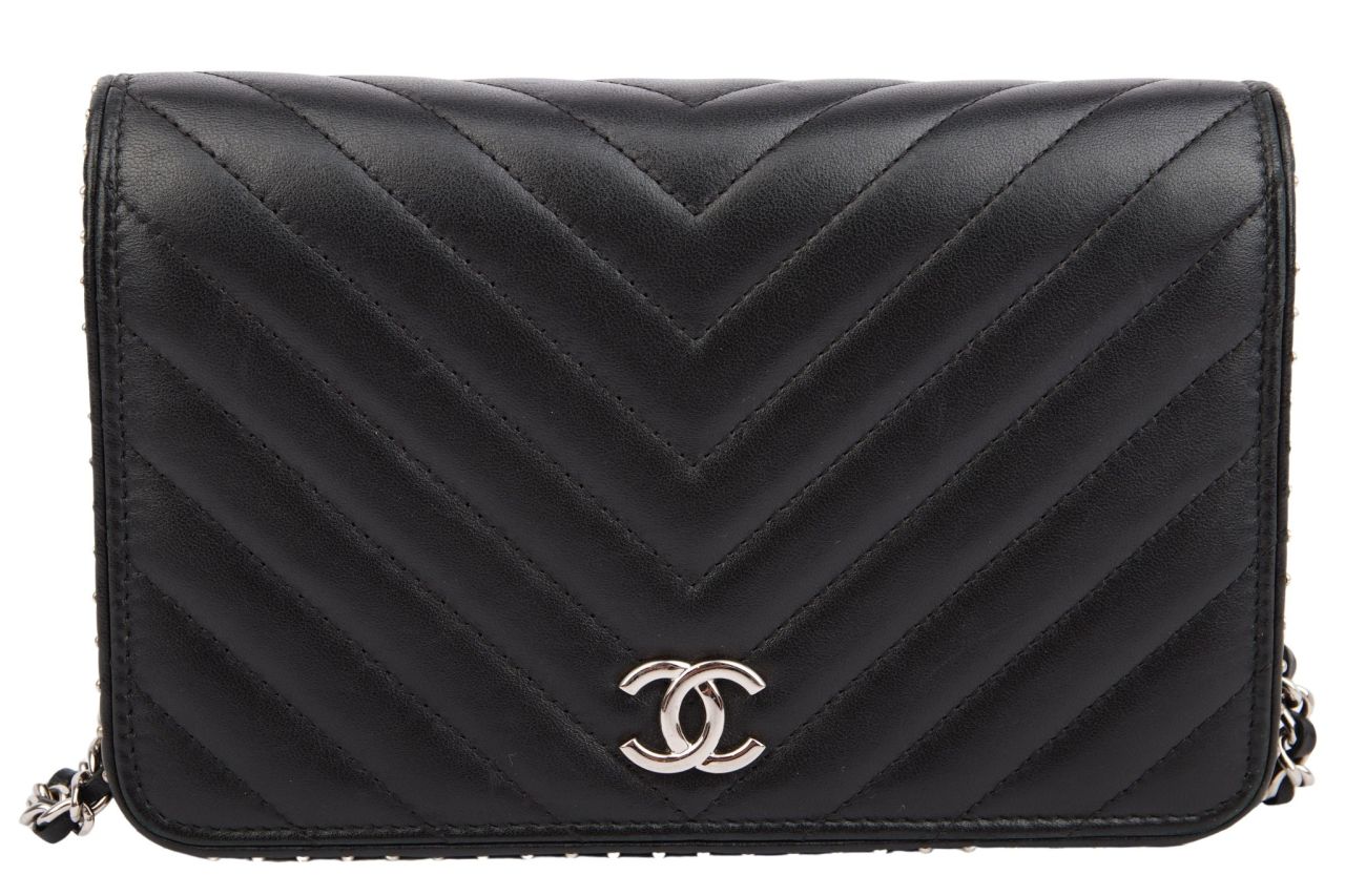 Chanel Wallet on Chain Chevron Lammleder Schwarz