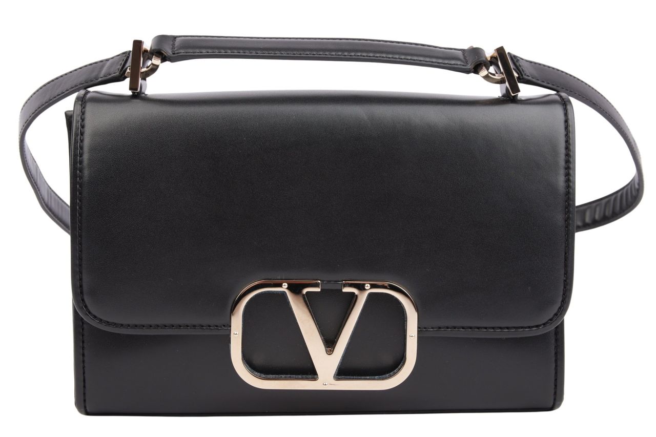Valentino Garavani V-Logo Umhängetasche Leder Schwarz
