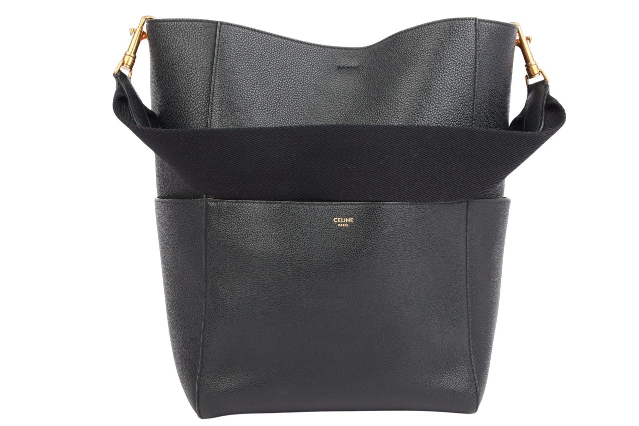 Céline Sangle Bucket Bag aus Leder Schwarz