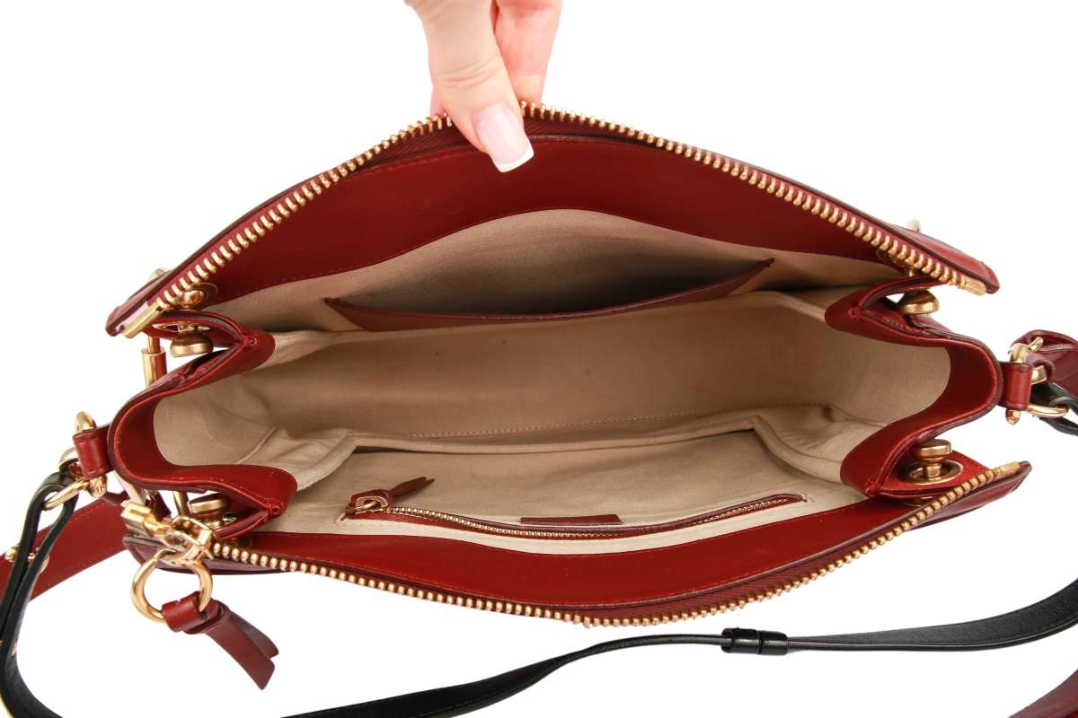Chloé Roy Large Schultertasche Kalbsleder Dunkelrot | Luxussachen.com