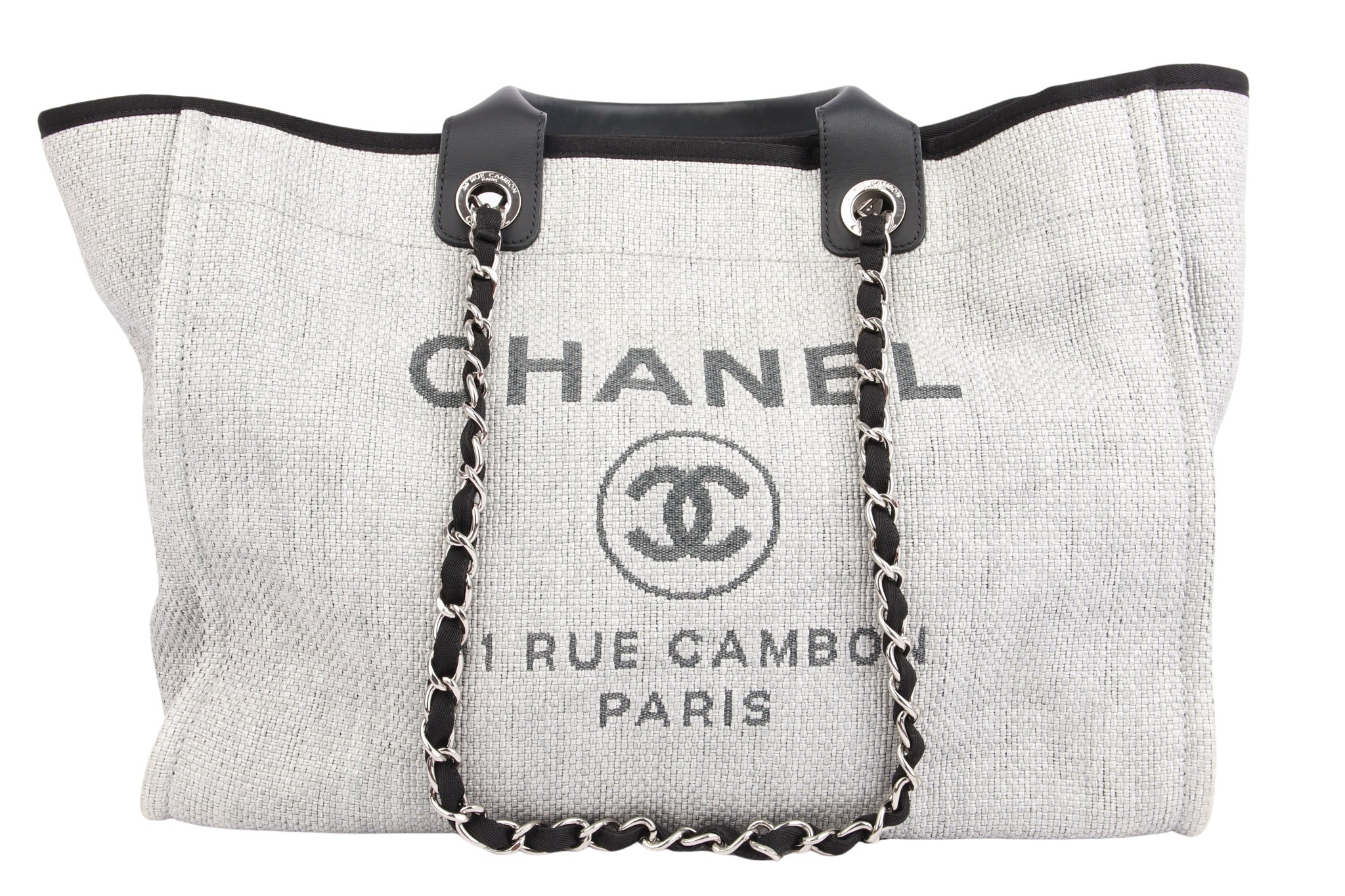 Chanel Deauville Shopper Canvas Grau