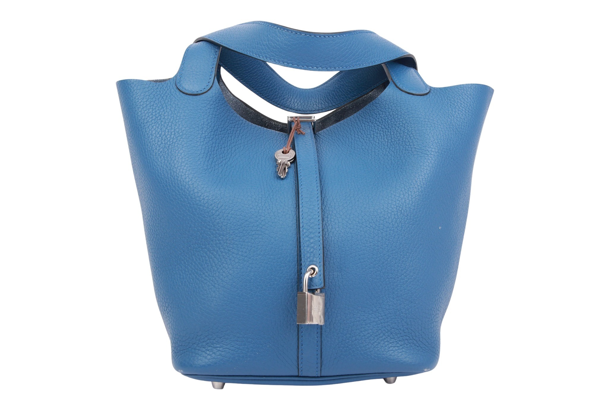 Hermès Picotin Lock MM Taurillon Clemence Bleu Agate