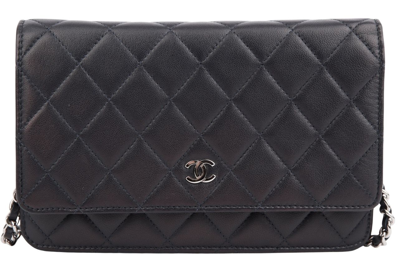 Chanel Wallet On Chain Lammleder Dunkelblau