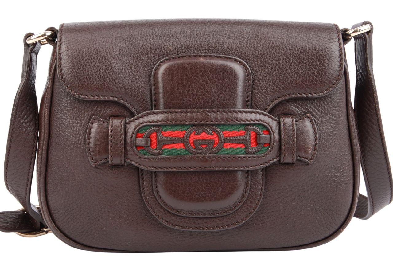 Gucci Pebbled Calfskin Dresse Umhängetasche Braun