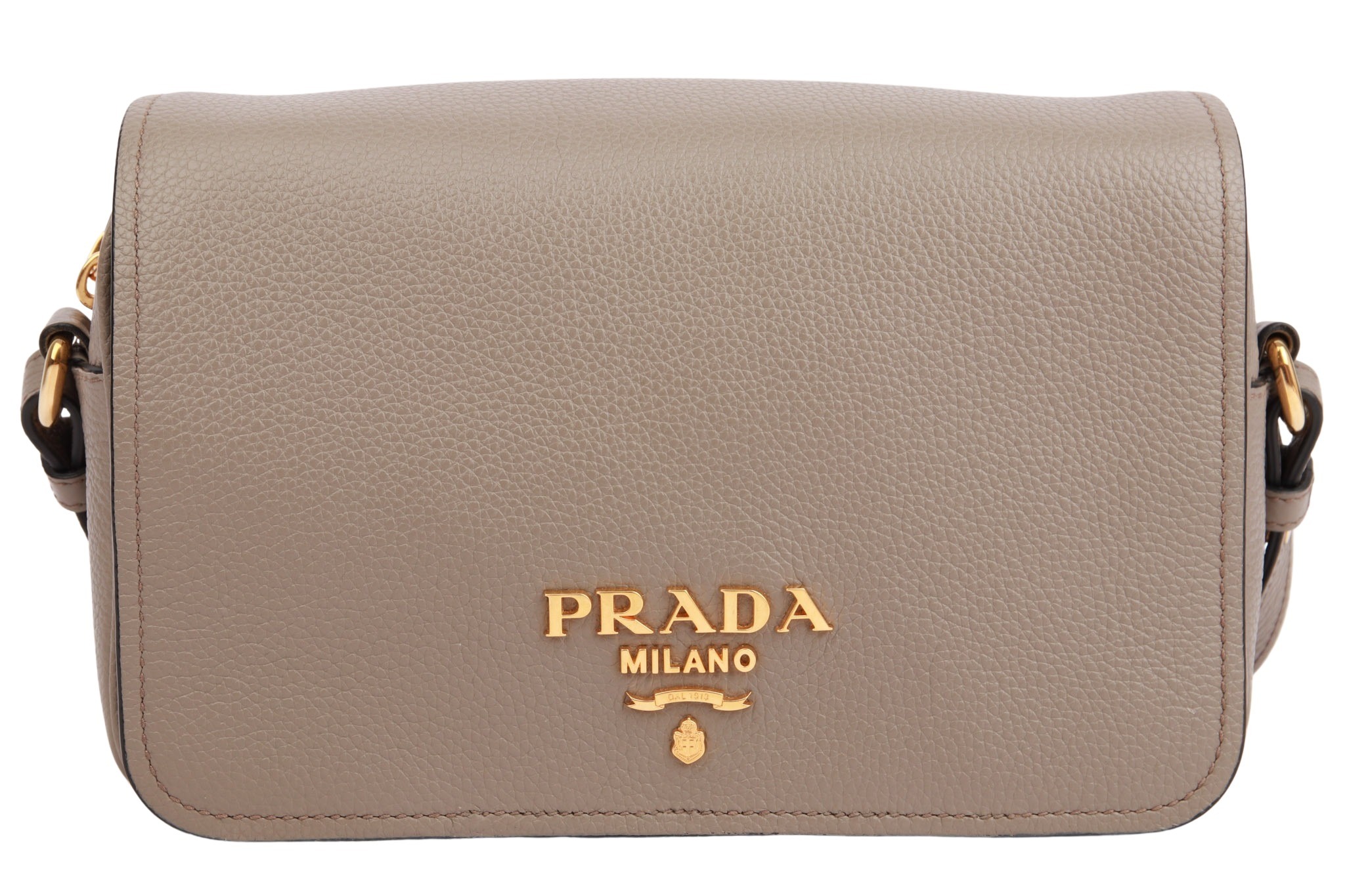 Prada Vitello Phenix Crossbody Bag Grau