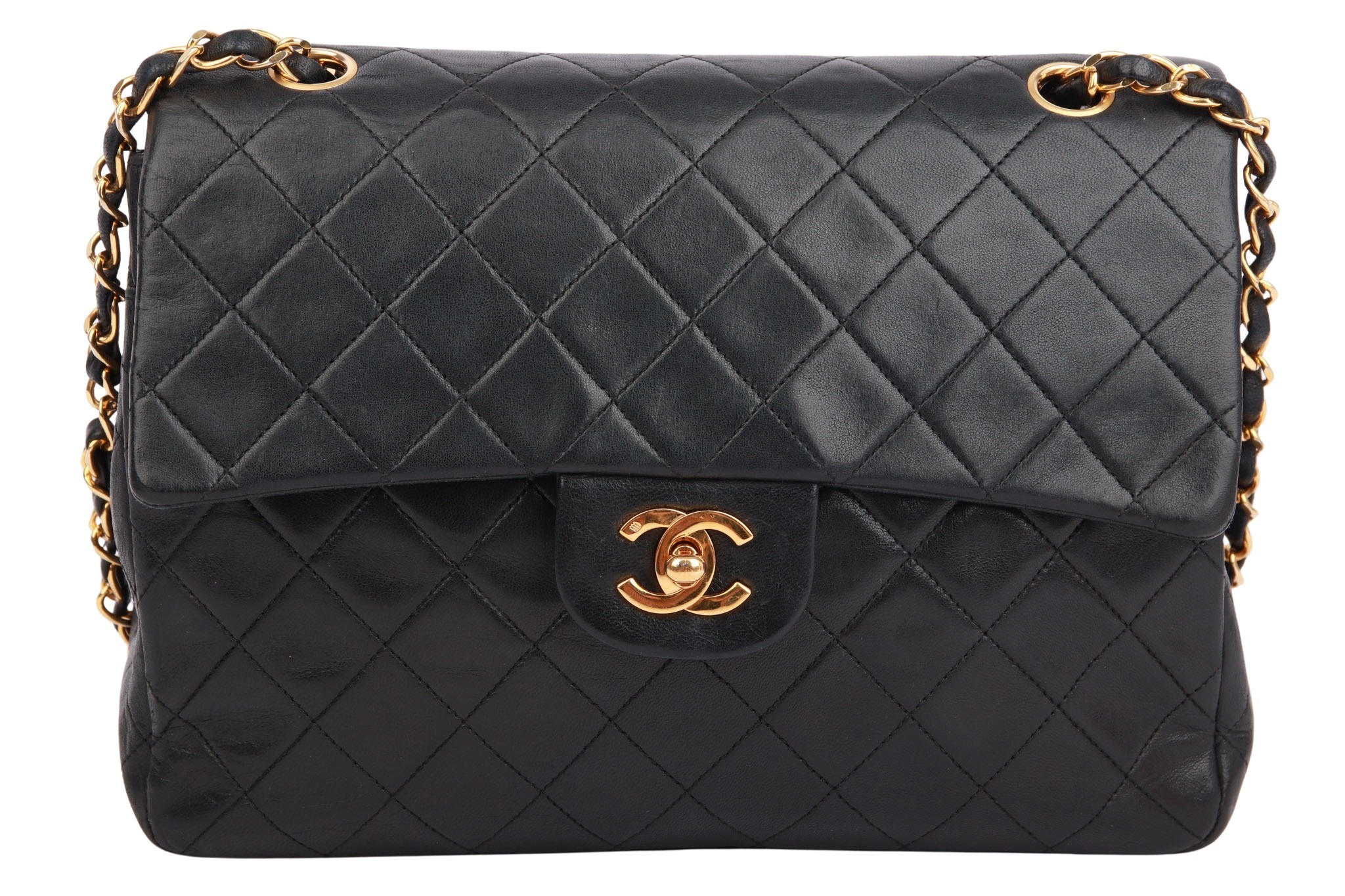 Chanel Square Double Flap Medium Schwarz