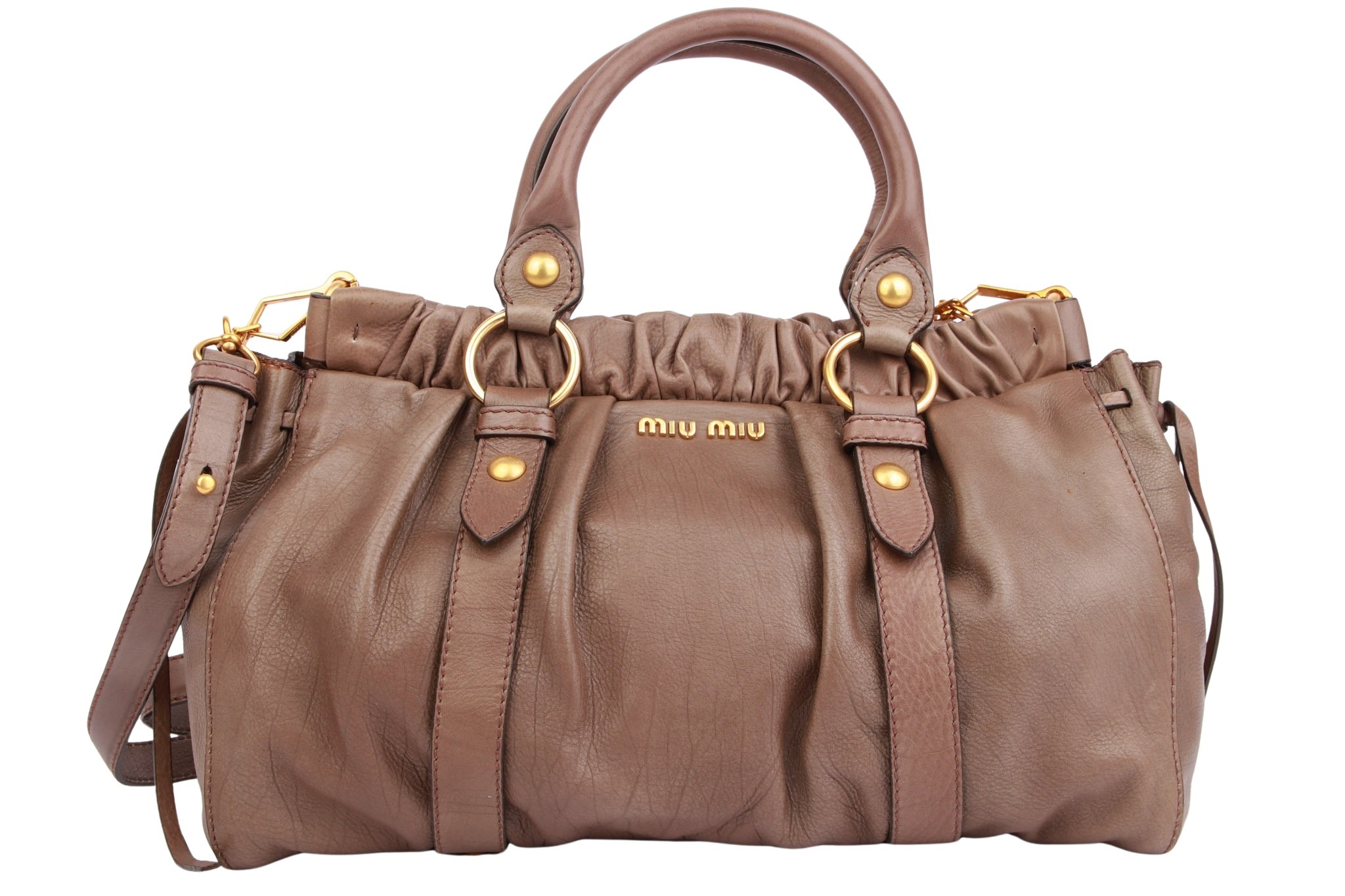 Miu Miu Handtasche Leder Taupe