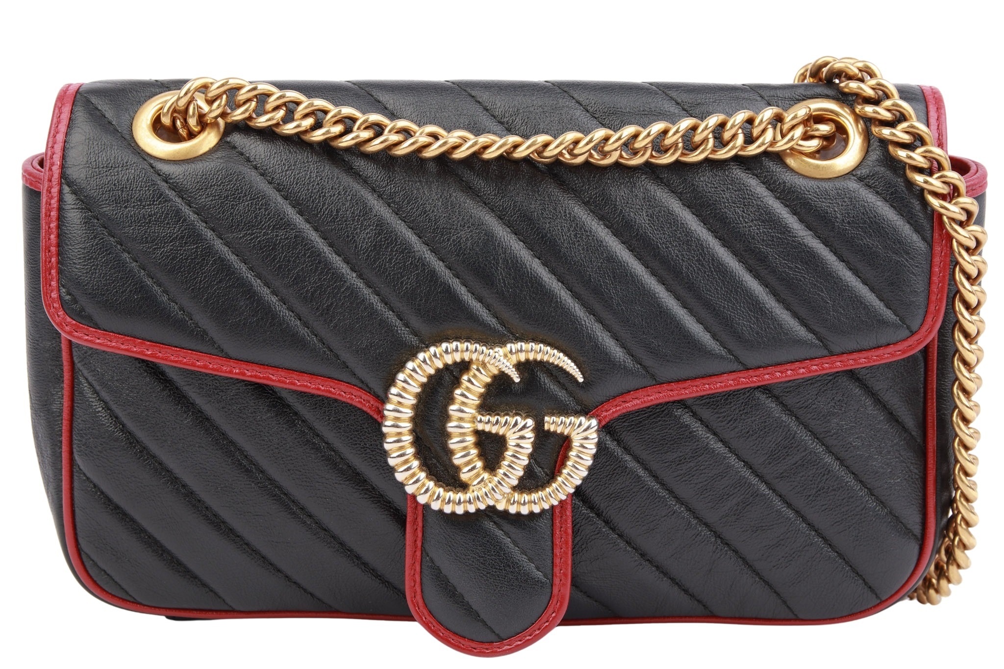 Gucci Marmont Small Leder Schwarz / Rot