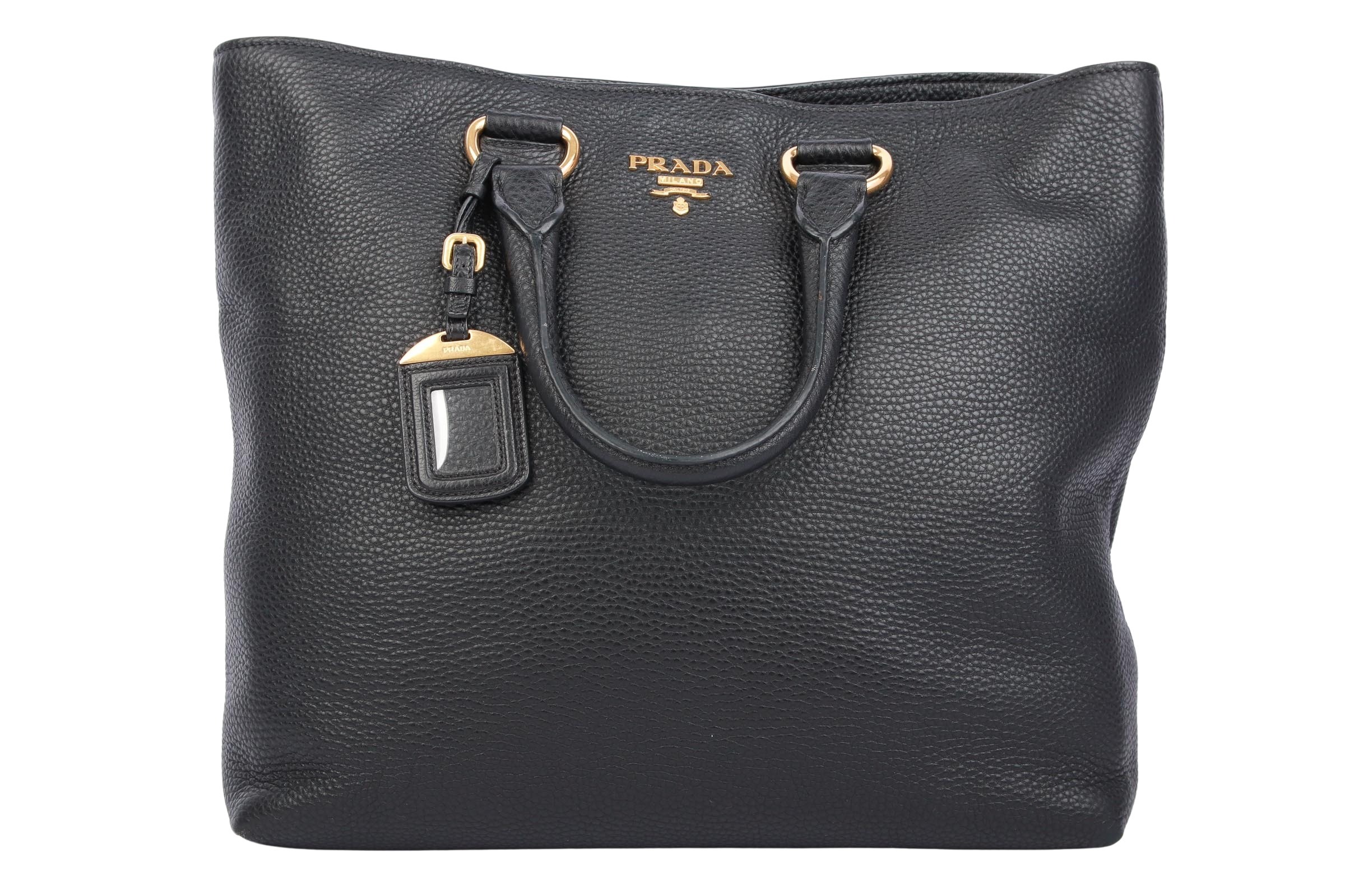 Prada Shopper Vitello Daino Leder Schwarz