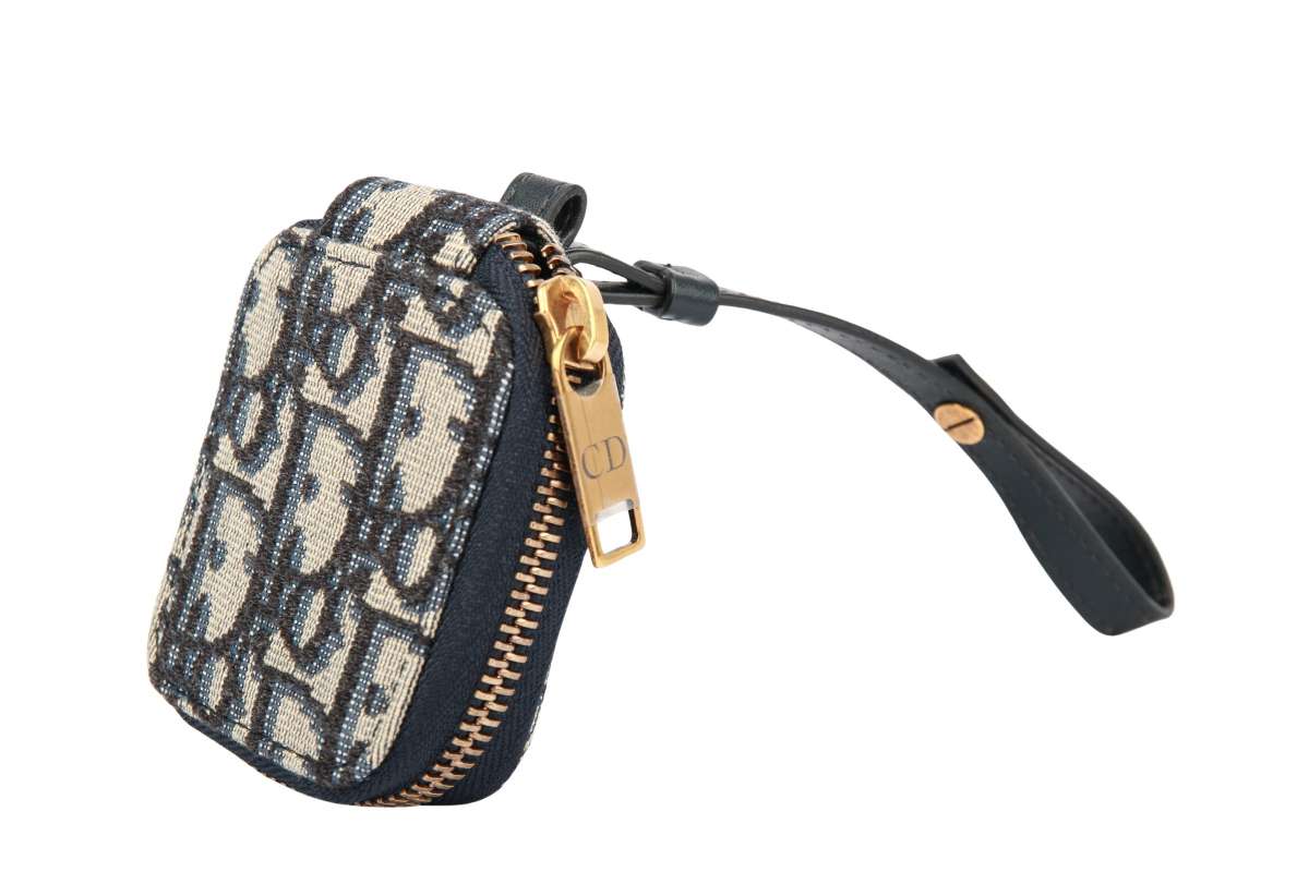 Dior Oblique Jacquard AirPod Case Beige / Blue | Luxussachen.com