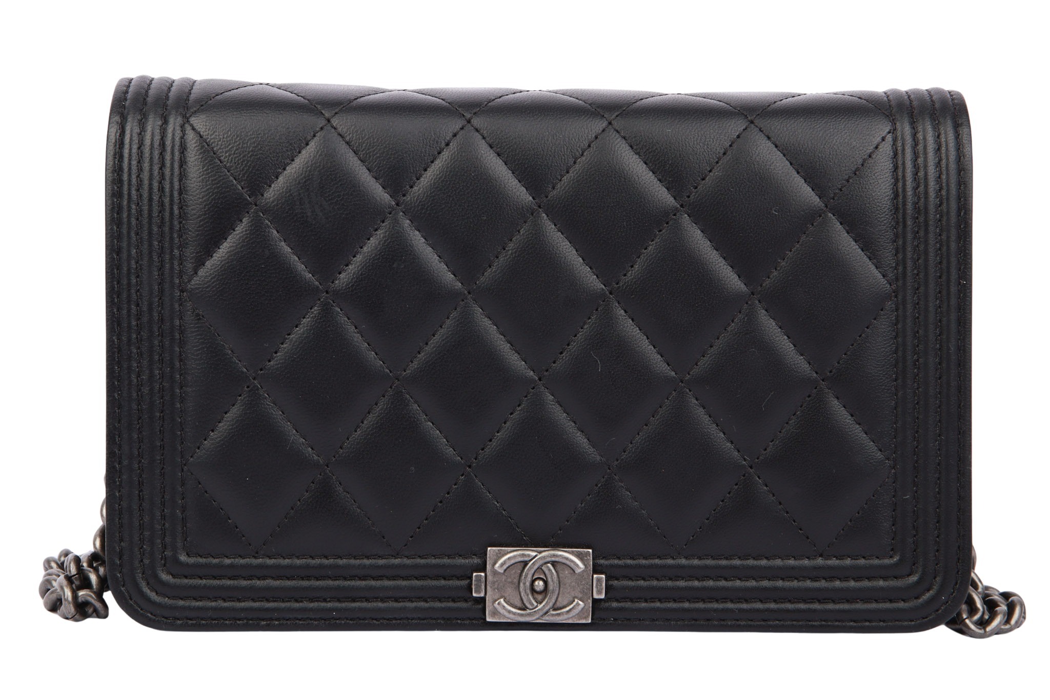 Chanel Boy Wallet on Chain Schwarz Leder