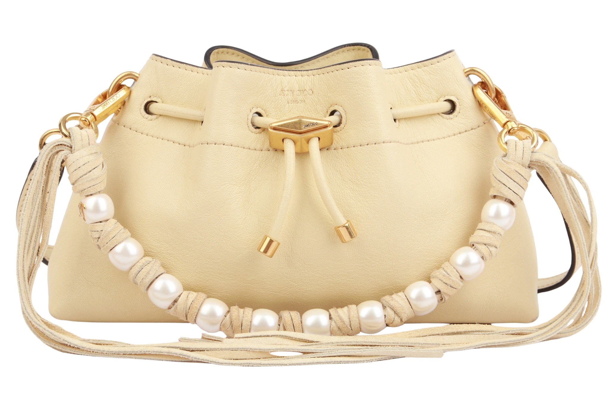 Jimmy Choo Beuteltasche Leder Hellgelb