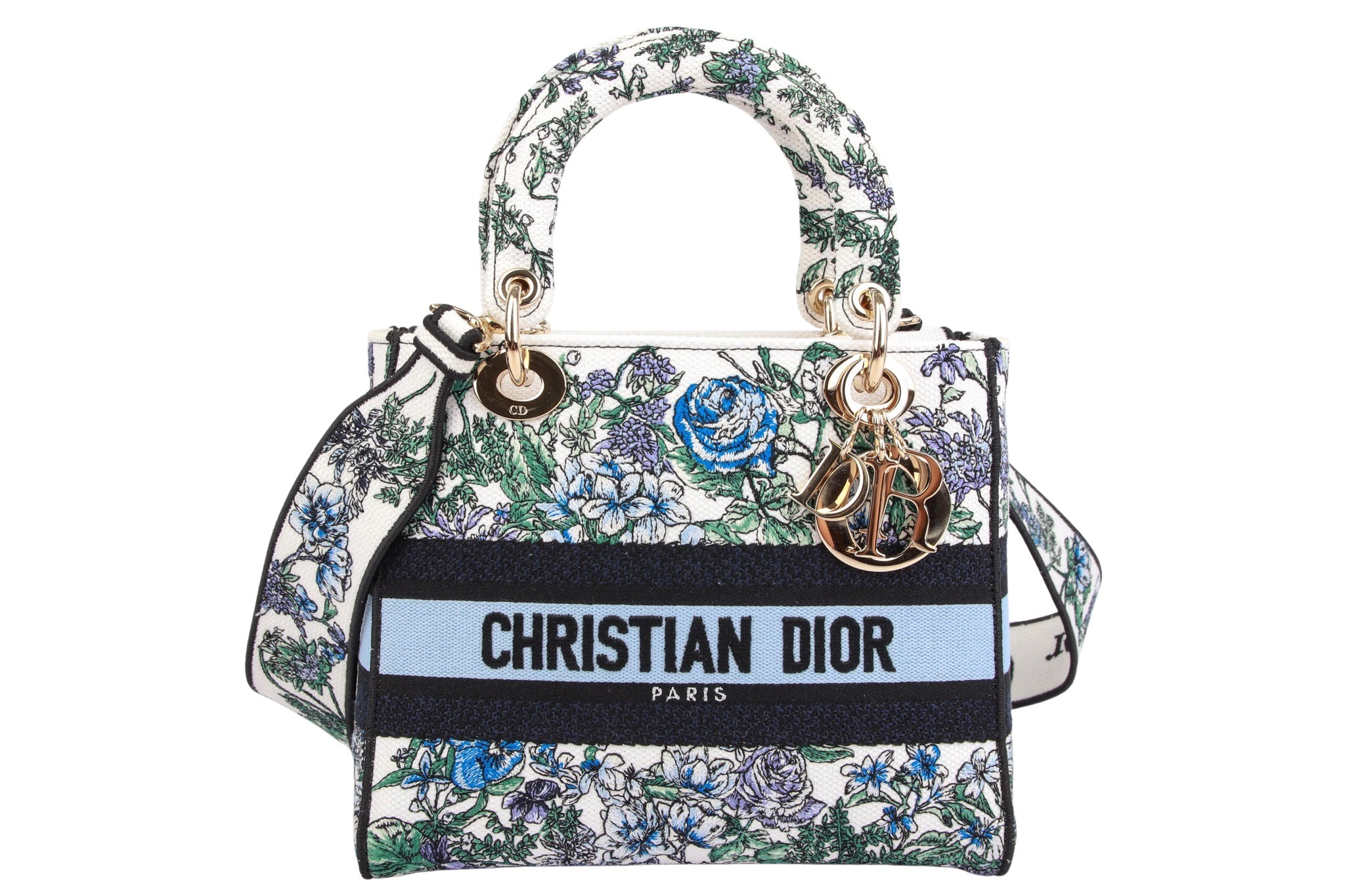 Dior Lady Dior Medium D-Lite Canvas Blau