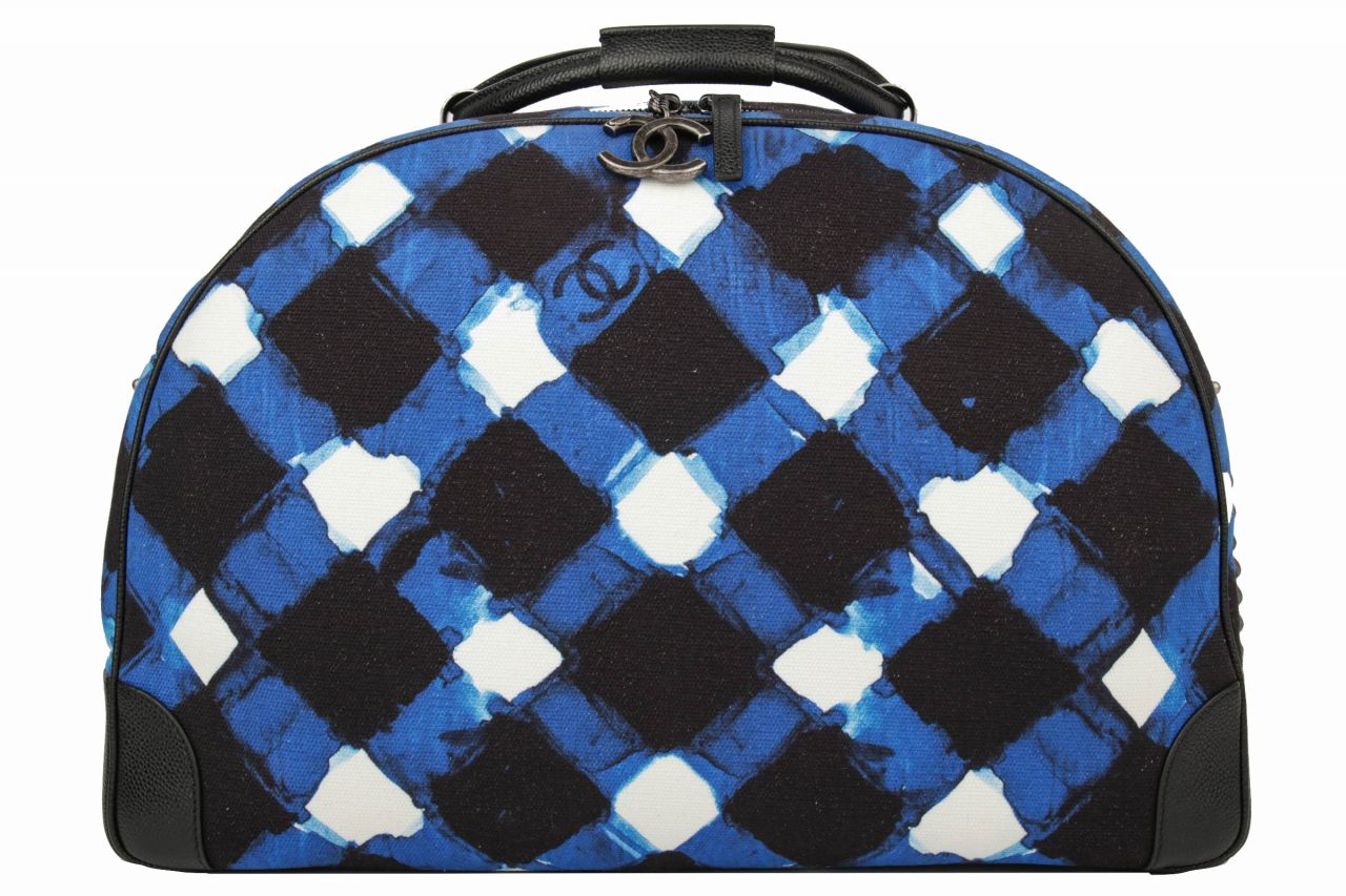 Chanel Travel Bag mit Karomuster in blau/schwarz