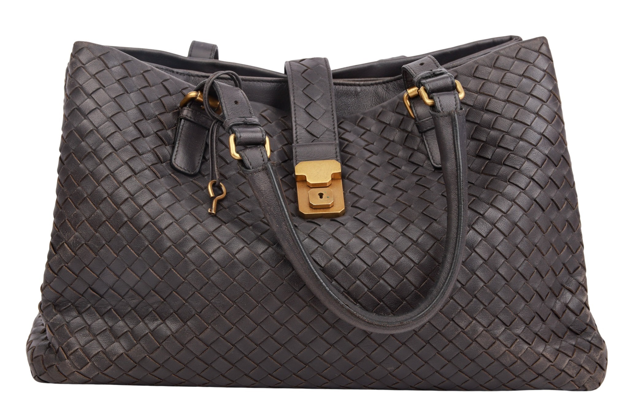 Bottega Veneta Intrecciato Roma Leder Grau